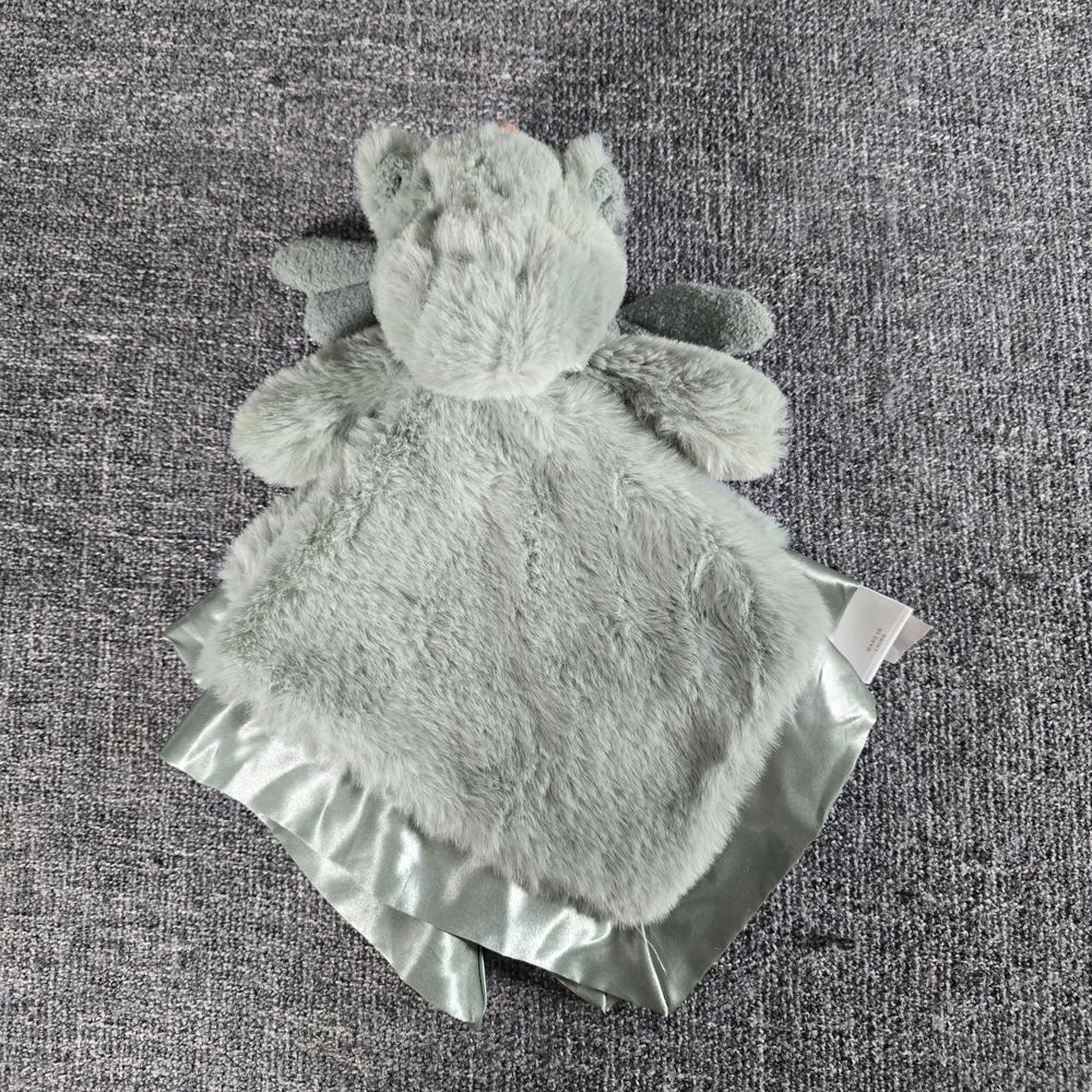 Cloud Island Green Dragon Lovey Security Blanket Plush Satin Plush Soft 13.5"